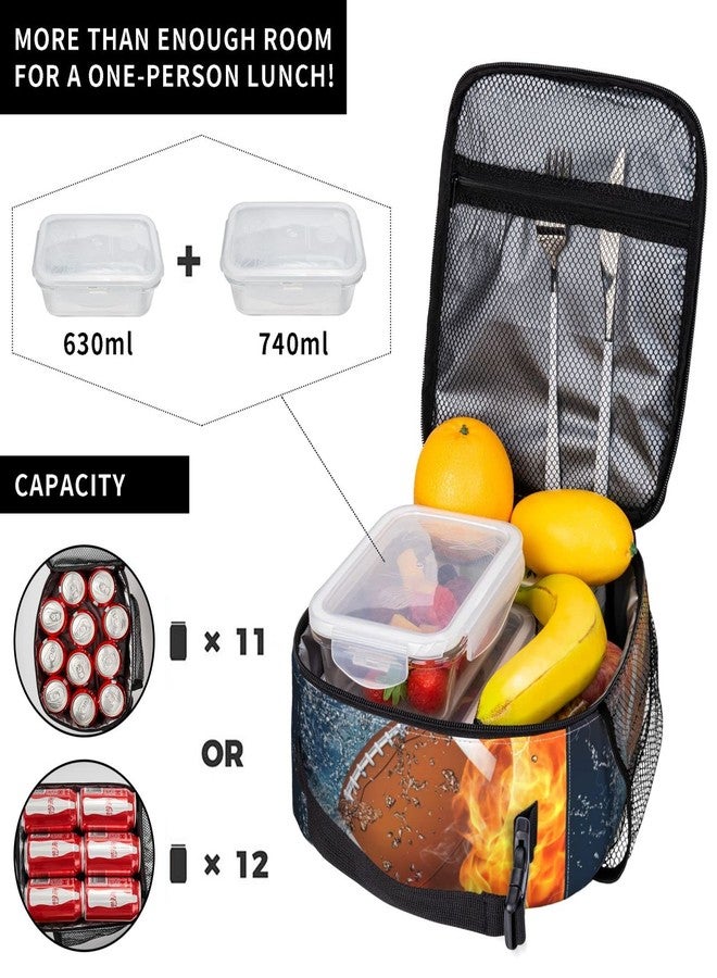 Funacola American Football Ball Sport Lunch Bag For Boys Girls Reusable Lunch Box Insulated Portable Lunch Tote For Kids School Men Women Adults Work Travel Picnic - Image 5
